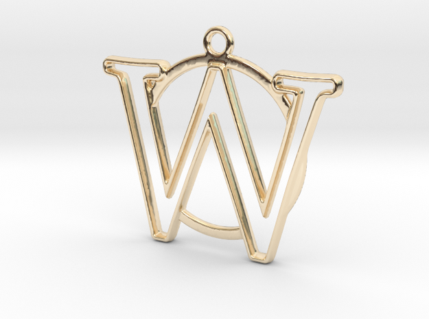 Initial W & circle  in 14k Gold Plated Brass