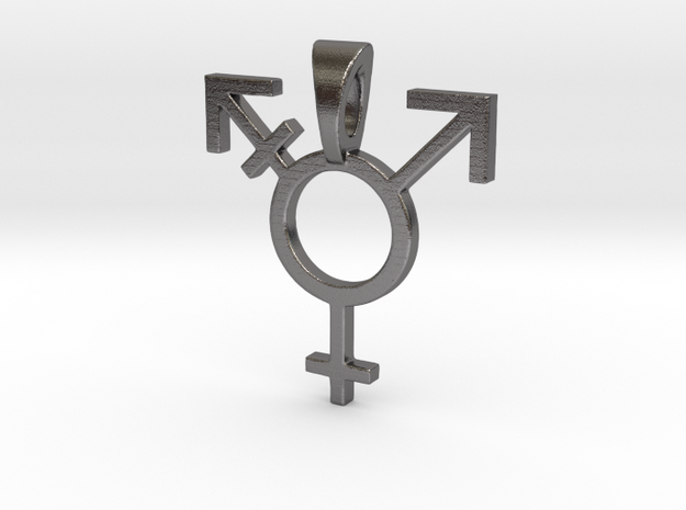 Transgender Pride Symbol Pendant in Polished Nickel Steel