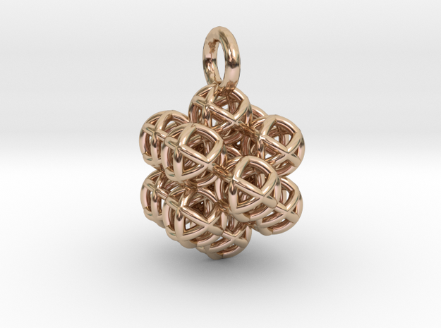 13 Vector Equilibrium Spheres Fractal - small in 14k Rose Gold Plated Brass