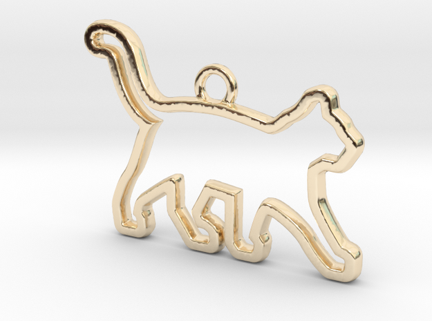 Cat Pendant in 14k Gold Plated Brass