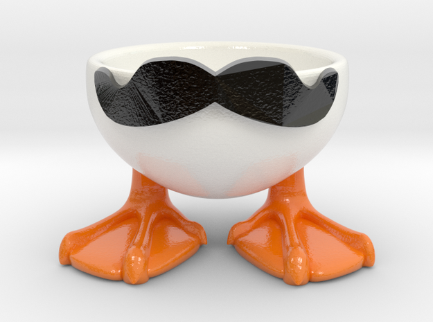 MOUSTACHE DUCK EGGCUP in Glossy Full Color Sandstone