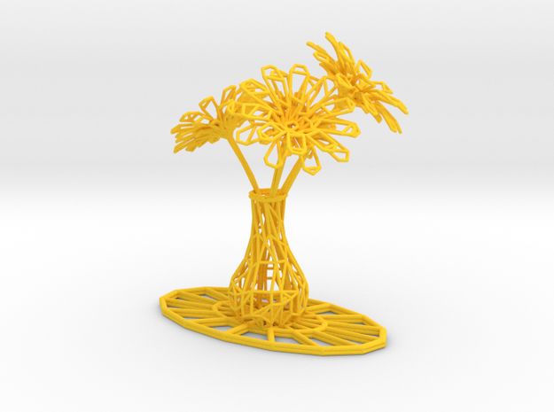 Flower vase in Yellow Processed Versatile Plastic