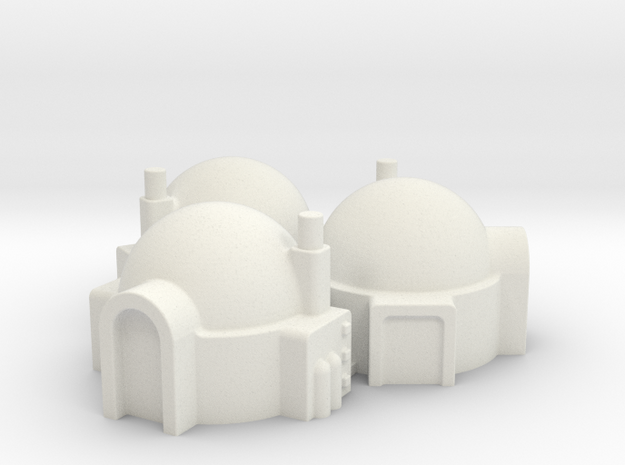 6mm Scale Desert / Star Wars Style Dwelling (3 off in White Natural Versatile Plastic