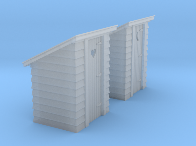 HO Scale outhouse pair in Smoothest Fine Detail Plastic