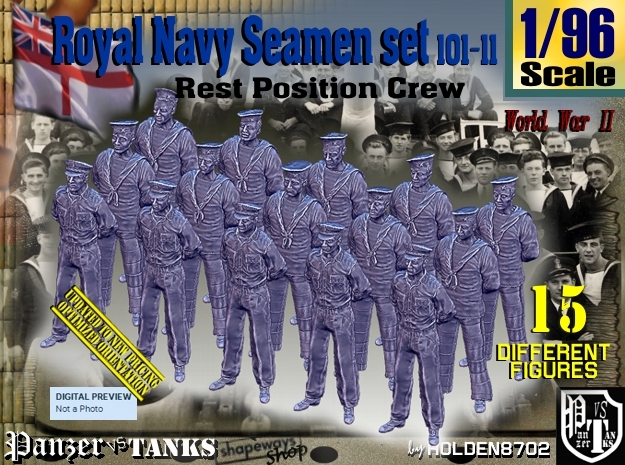 1/96 RN Seamen Rest Set101-11 in Smooth Fine Detail Plastic