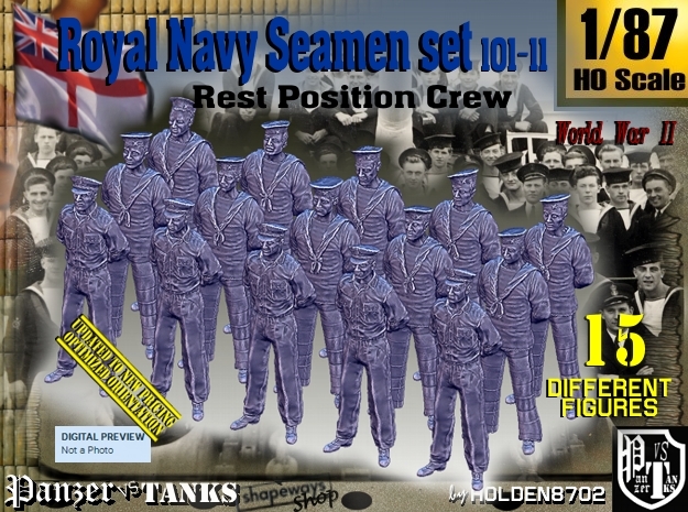 1/87 RN Seamen Rest Set101-11 in Smooth Fine Detail Plastic