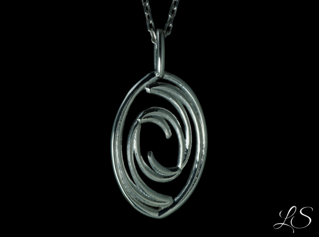 Portal Two Pendant in Polished Silver