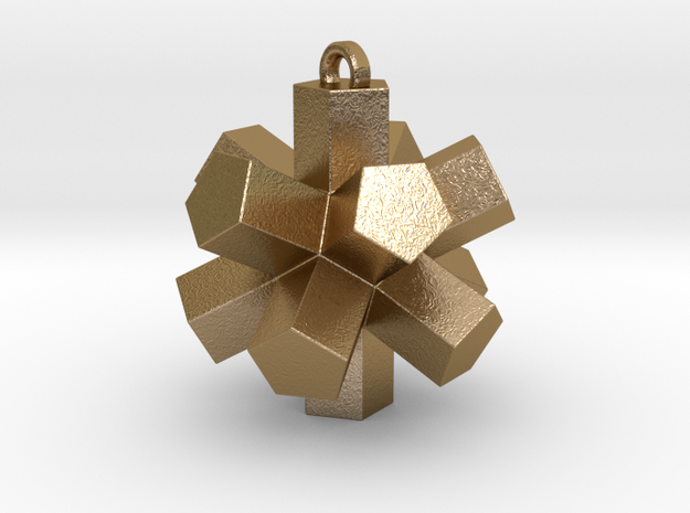 Dodecahedron Pendant in Polished Gold Steel