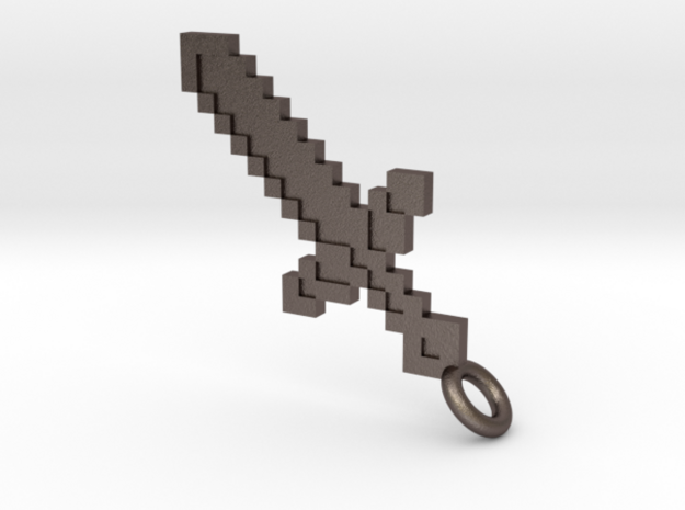 Minecraft Sword Pendant in Polished Bronzed-Silver Steel