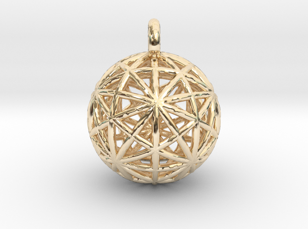 Earth Grid - disdyakis triacontahedron - 26mm diam in 14k Gold Plated Brass