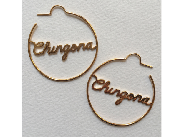 Chingona Hoop Earrings in 14k Gold Plated Brass