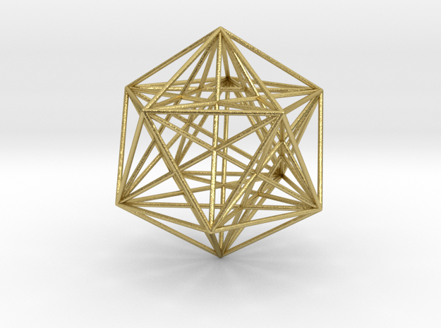 Icosahedron Dodecahedron Nest in Natural Brass