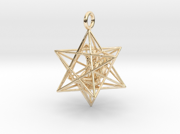 Angel Starship Stellated Dodecahedron w window 30m in 14k Gold Plated Brass