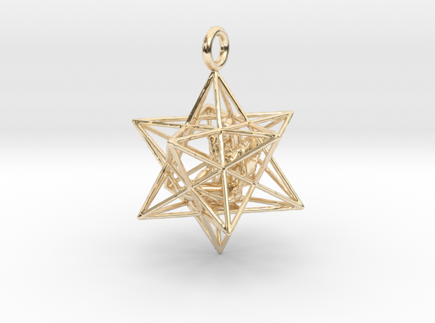 Angel Starship Stellated Dodecahedron 30m in 14k Gold Plated Brass