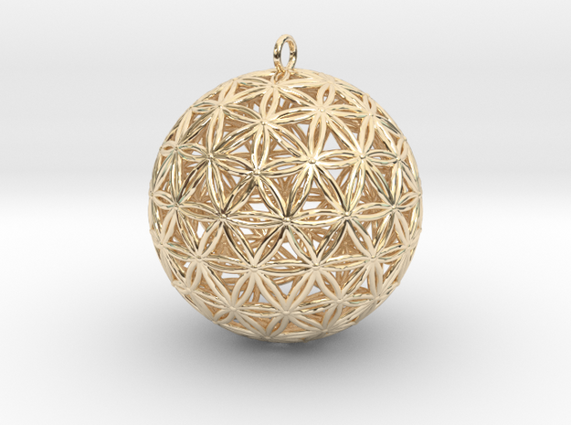 Geodesic Flower of Life Sphere in 14k Gold Plated Brass