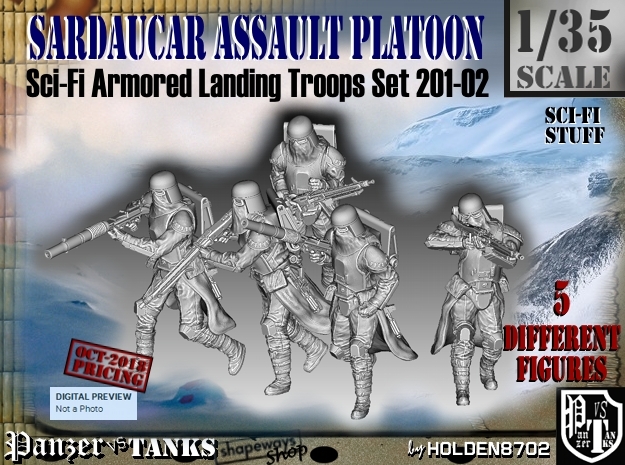 1/35 Sci-Fi Sardaucar Platoon Set 201-02 in Smooth Fine Detail Plastic