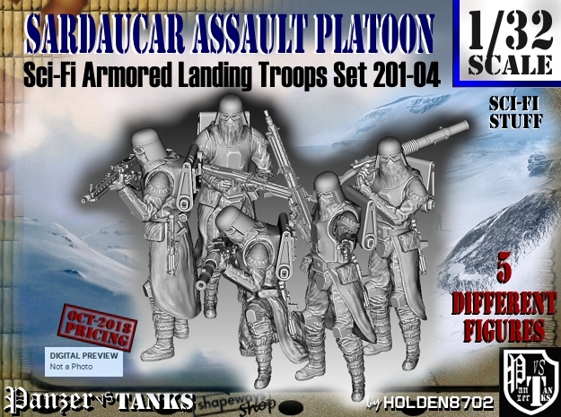 1/32 Sci-Fi Sardaucar Platoon Set 201-04 in Smooth Fine Detail Plastic