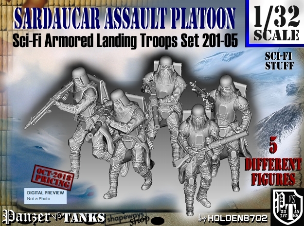 1/32 Sci-Fi Sardaucar Platoon Set 201-05 in Smooth Fine Detail Plastic