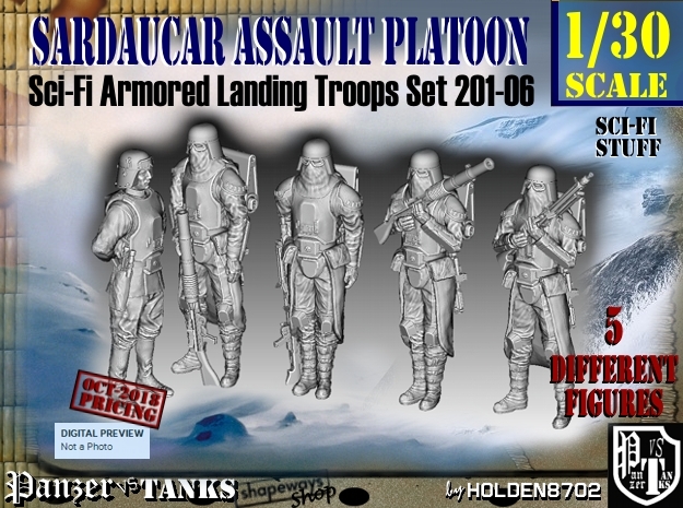 1/30 Sci-Fi Sardaucar Platoon Set 201-06 in Smooth Fine Detail Plastic