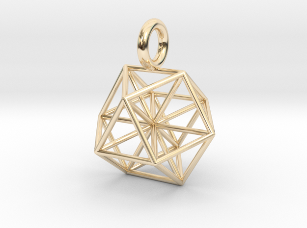 Vector Equilibrium - Cuboctahedron pendant - 21mm  in 14k Gold Plated Brass: Small