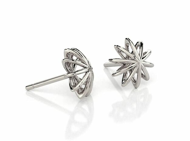 Sea Urchin Earrings 10 mm in Polished Silver