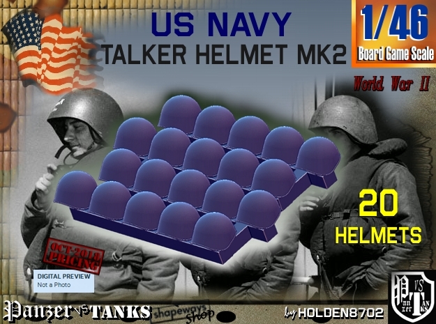 1/46 USN Mk2 Headphones Helmet Set001 in Smooth Fine Detail Plastic