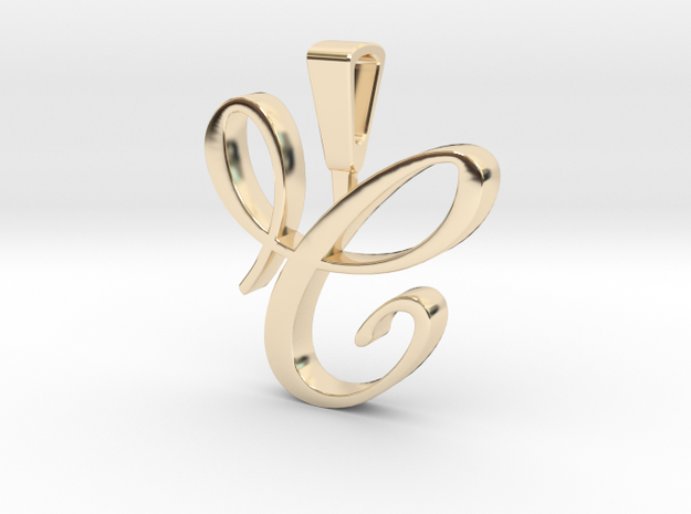 INITIAL PENDANT C in 14k Gold Plated Brass