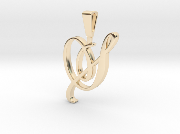INITIAL PENDANT S in 14k Gold Plated Brass