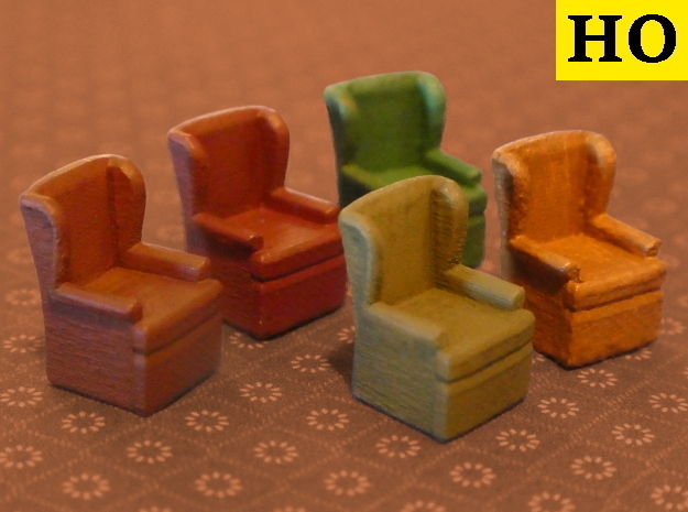 HO Pullman Car Wingback Chair Set in Smooth Fine Detail Plastic: Small
