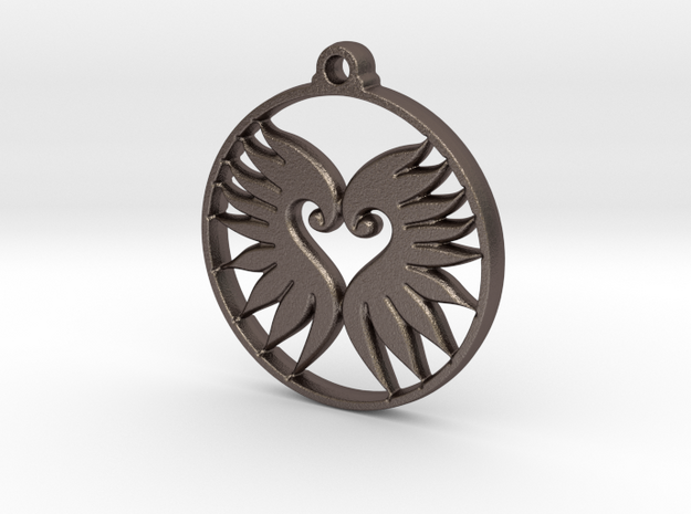 Wings Pendant in Polished Bronzed-Silver Steel