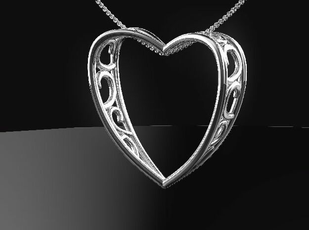 ArabesqueHeart in Fine Detail Polished Silver