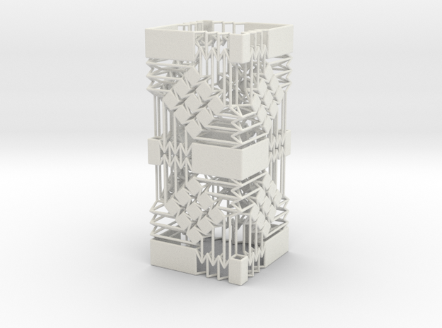 Square Wire Tube With Tessellation Tower in White Natural Versatile Plastic