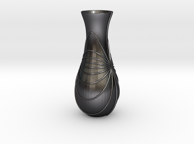 Vase-10 in Polished and Bronzed Black Steel
