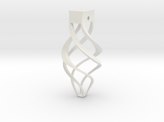 Smooth Spiral Pendant in White Natural Versatile Plastic
