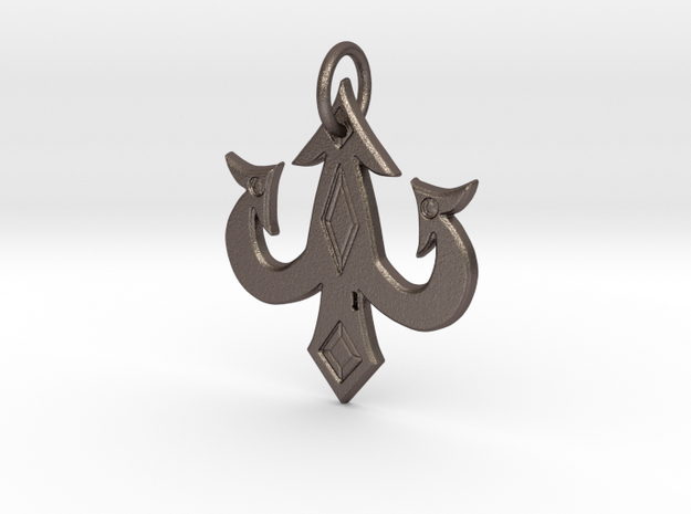 luck charm keychain in Polished Bronzed-Silver Steel: Medium