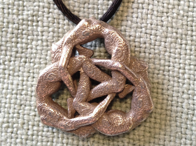 Borromean Rings pendant - Naked Geometry in Polished Bronzed Silver Steel