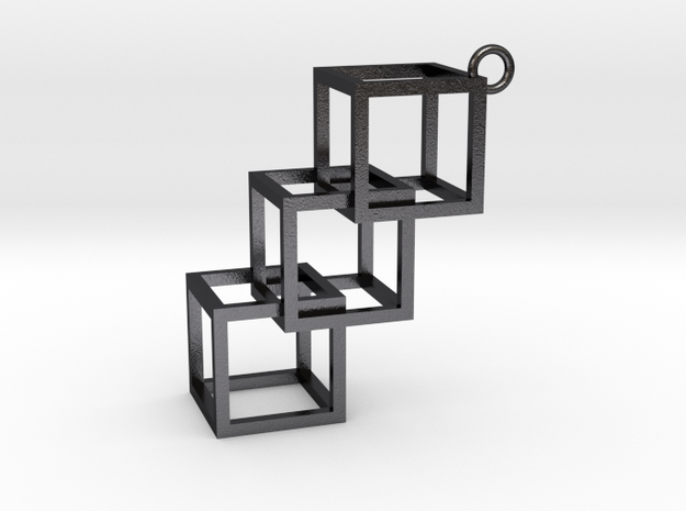 Cube Earring in Polished and Bronzed Black Steel