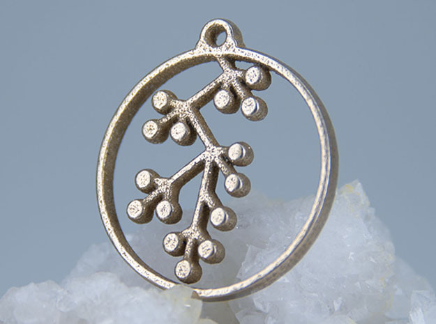 Floral Pendant III in Polished Bronzed-Silver Steel