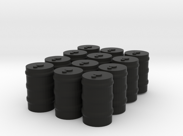 12 55 gallon drums in Black Natural Versatile Plastic: 1:300