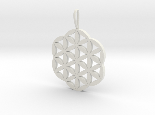 Flower of Life Necklace Pendant Charm in White Natural Versatile Plastic