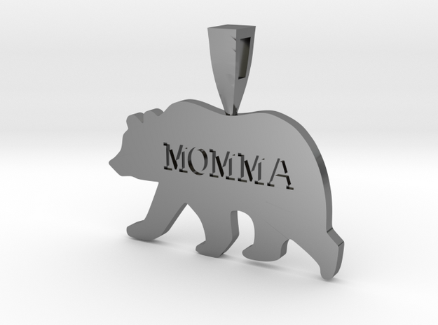 Mama Bear in Fine Detail Polished Silver