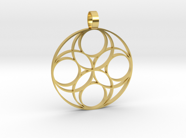 Eternal  Flower Earth pendant 3-2 in Polished Brass