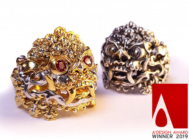 AWARD WINNING DESIGN- Balinese Barong Ring in 18k Gold Plated Brass: 9 / 59