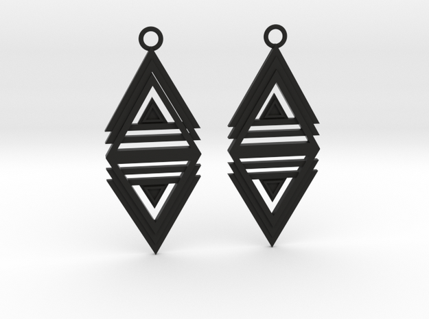 Geometrical earrings no.20 in Black Natural Versatile Plastic: Medium