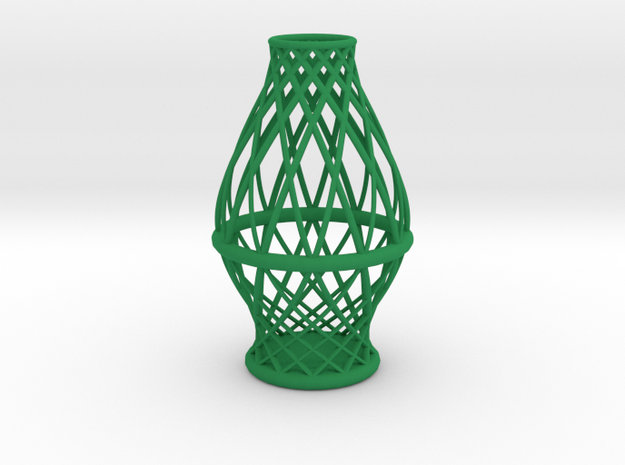 Spiral Vase Medium in Green Processed Versatile Plastic