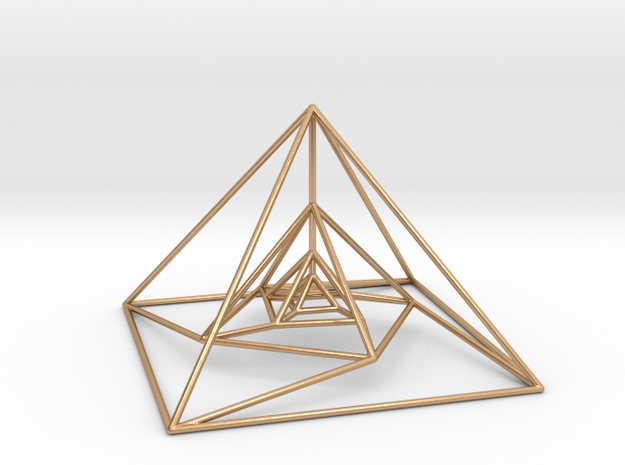 Nested Pyramids Rotated in Polished Bronze