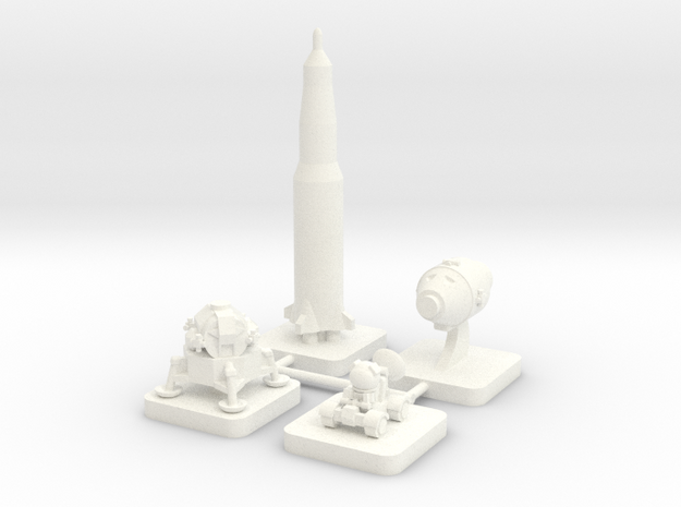 Mini Space Program, Apollo Program, 4-set in White Processed Versatile Plastic