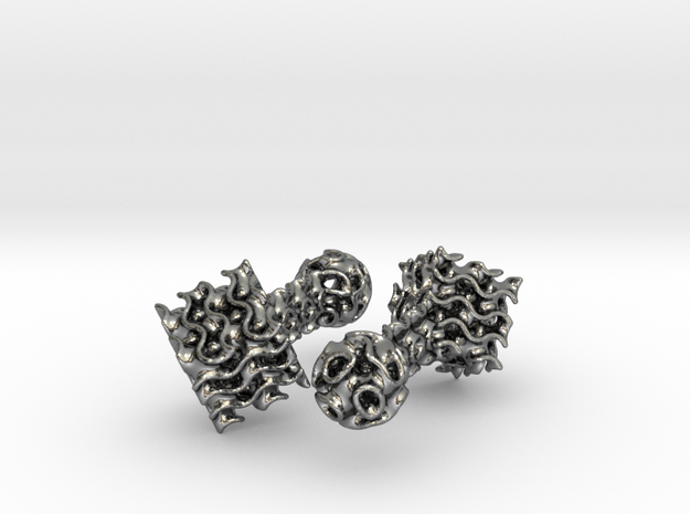 Gyroid Cufflinks in Polished Silver