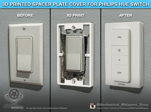 Philips Hue Dimmer Switch Spacer Plate (US Decora) in White Natural Versatile Plastic