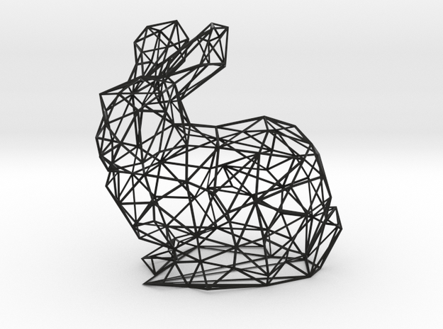 Low Poly Bunny Rabbit Wireframe in Black Natural Versatile Plastic